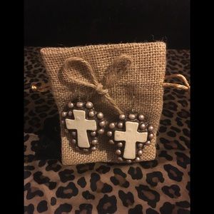 Cross clay earrings